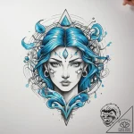 Tattoo sketch aquarius’s water-bearer, with u… – tattoo sketch (№1753744257_0, 28.07.2025 23:10) — tattoovalue.net