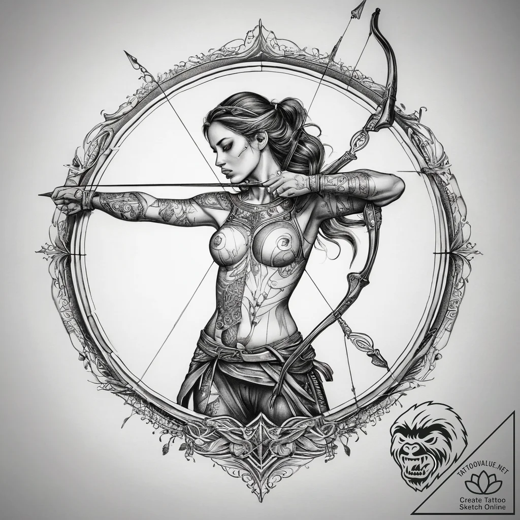 Tattoo sketch a sagittarius archer, with a dr... - tattoo sketch (№1753747214_0, 29.07.2025 00:00) — tattoovalue.net