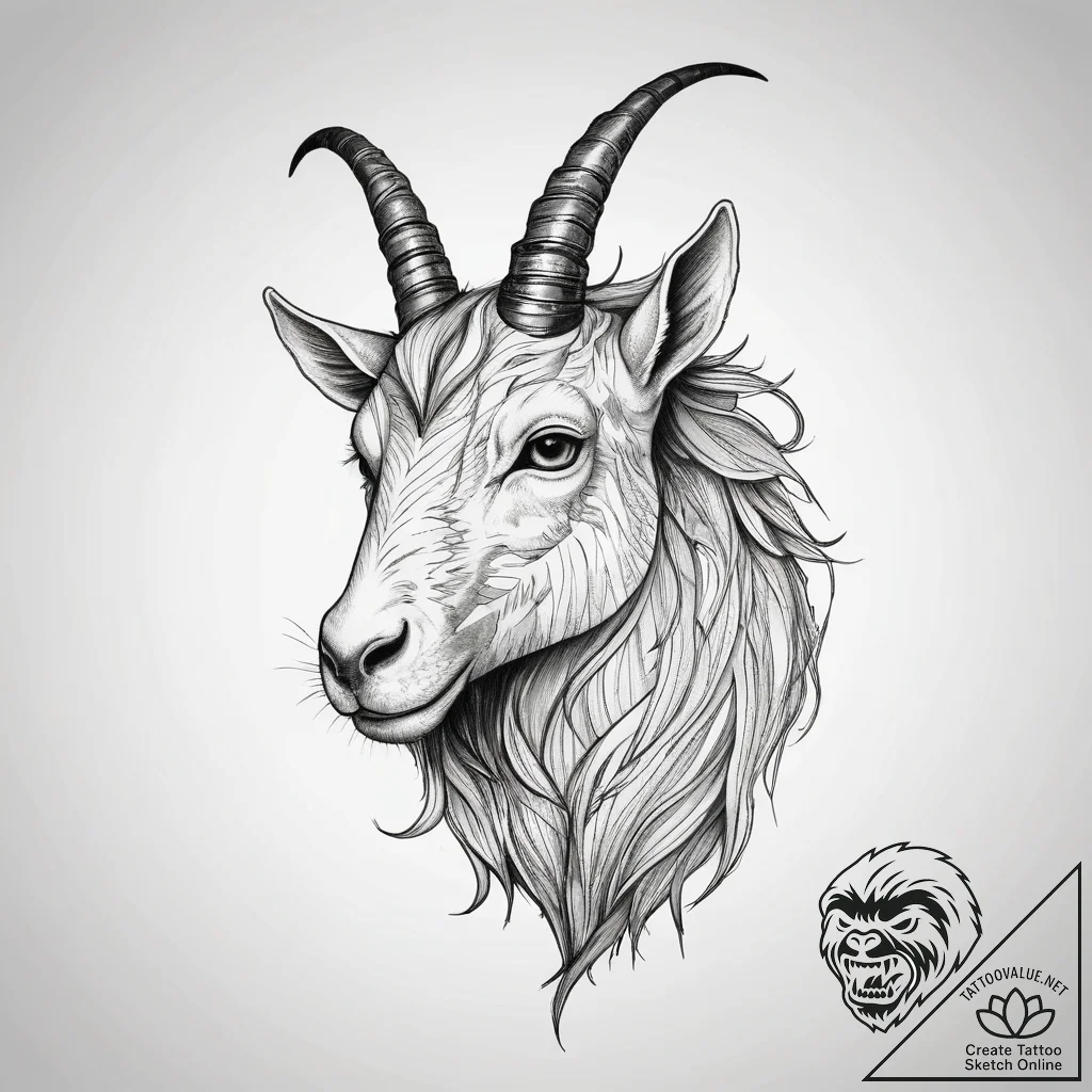 Tattoo design a realistic capricorn goat-fish... - tattoo sketch (№1753747996_0, 29.07.2025 00:13) — tattoovalue.net