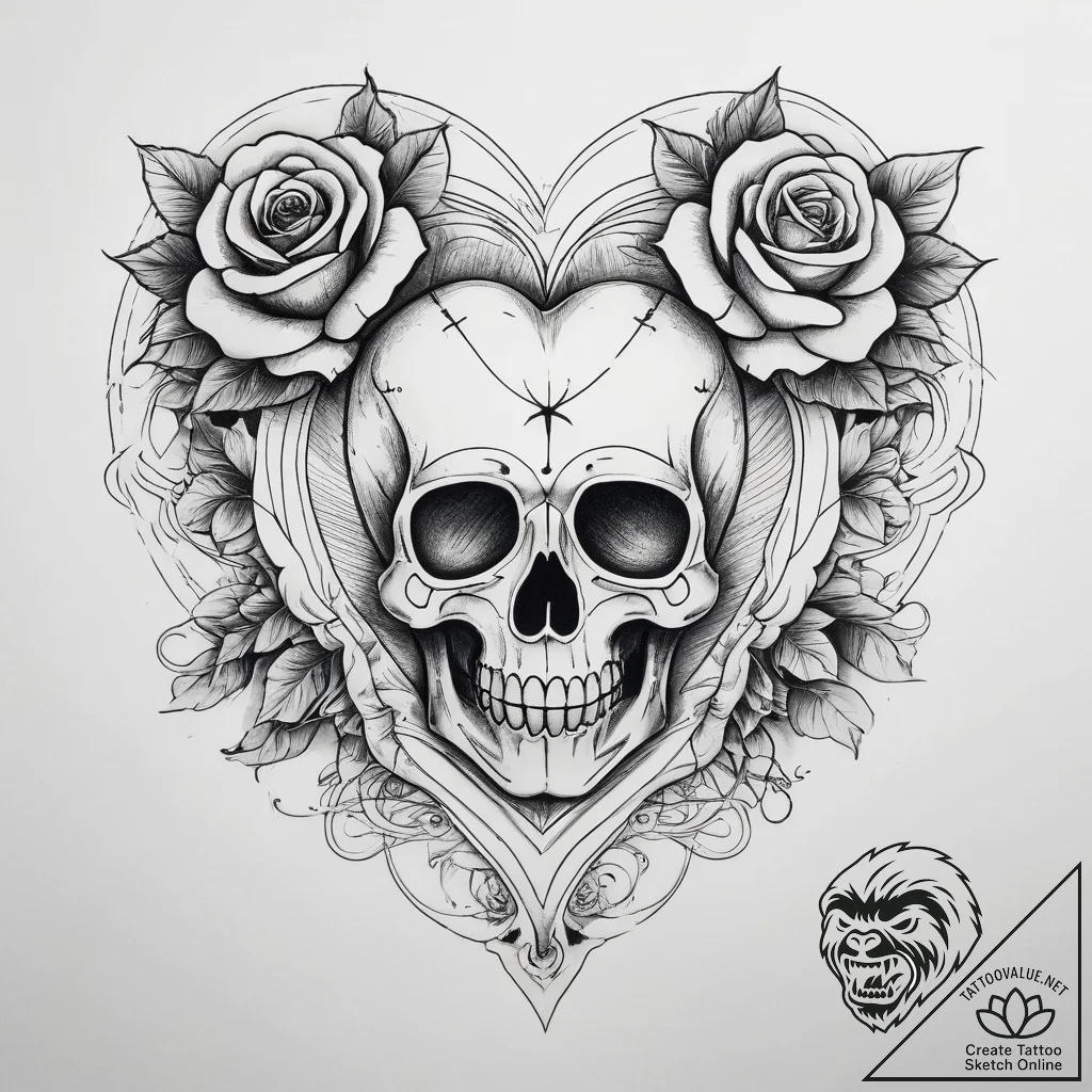 Tattoo sketch a minimalist heart outline., ar... - tattoo sketch (№1753748190_0, 29.07.2025 00:16) — tattoovalue.net