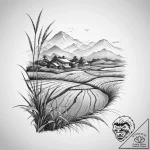 A shot of a rice paddy terrace in vietnam., t… – tattoo sketch (№1753748777_0, 29.07.2025 00:26) — tattoovalue.net