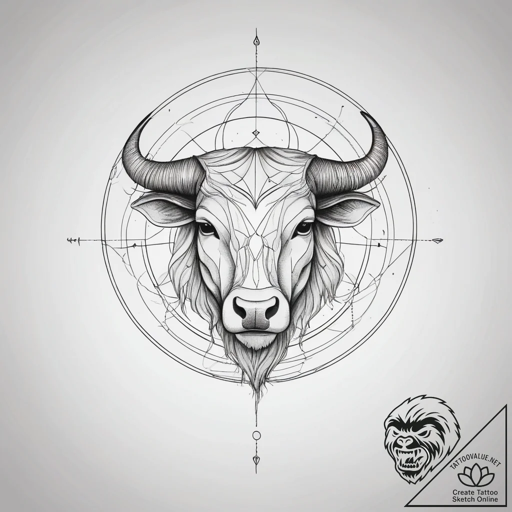 Tattoo sketch a geometric circle with the zod... - tattoo sketch (№1753748972_0, 29.07.2025 00:29) — tattoovalue.net