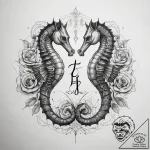 Tattoo sketch a pair of seahorses, their tail… – tattoo sketch (№1753749555_0, 29.07.2025 00:39) — tattoovalue.net