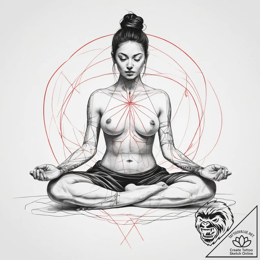 Tattoo design a geometric outline of a person... - tattoo sketch (№1753749755_0, 29.07.2025 00:42) — tattoovalue.net