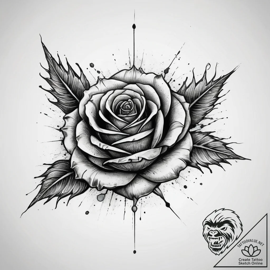 Tattoo design a single, resilient rose with t... - tattoo sketch (№1753751117_0, 29.07.2025 01:05) — tattoovalue.net