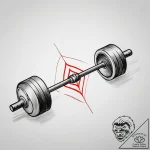 Tattoo design a stylized barbell with weights… – tattoo sketch (№1753751510_0, 29.07.2025 01:11) — tattoovalue.net