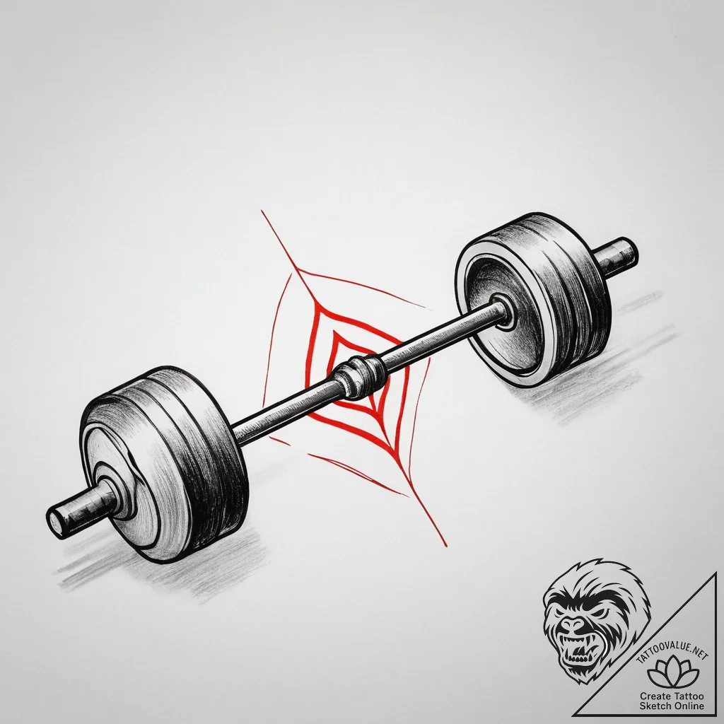 Tattoo design a stylized barbell with weights... - tattoo sketch (№1753751510_0, 29.07.2025 01:11) — tattoovalue.net