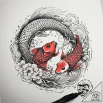 Tattoo design pisces fish, one in dotwork, th… – tattoo sketch (№1753751705_0, 29.07.2025 01:15) — tattoovalue.net