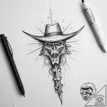 Wild west gunslinger duel, tattoo flash sheet… – tattoo sketch (№1753752488_0, 29.07.2025 01:28) — tattoovalue.net