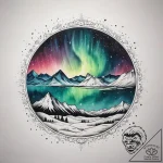 The northern lights (aurora borealis) dancing… – tattoo sketch (№1753753267_0, 29.07.2025 01:41) — tattoovalue.net
