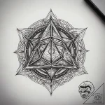 A d20 die from dungeons & dragons, tattoo lin… – tattoo sketch (№1753753463_0, 29.07.2025 01:44) — tattoovalue.net