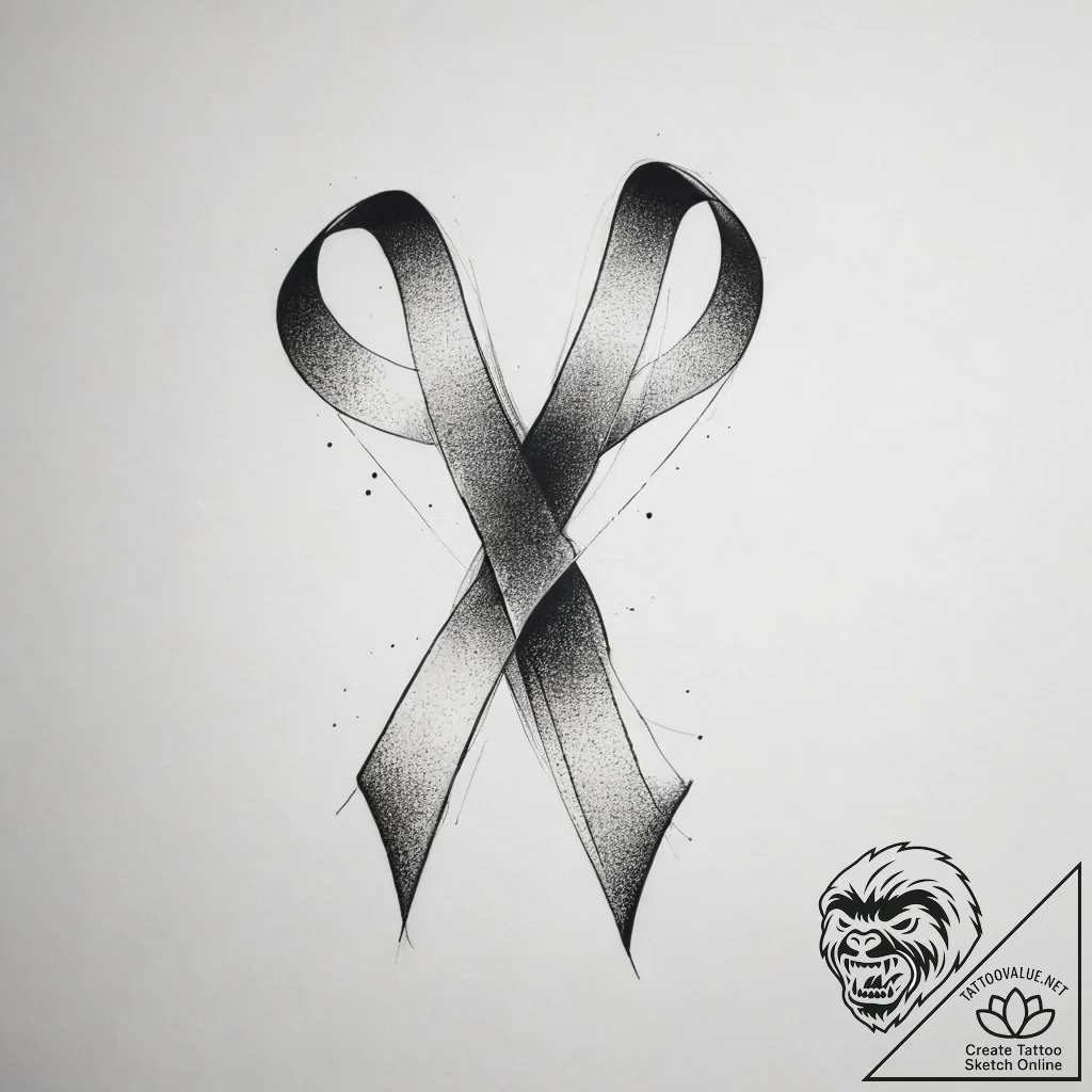 Tattoo design a subtle tribute ribbon in blac... - tattoo sketch (№1753753859_0, 29.07.2025 01:50) — tattoovalue.net