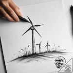 A wind turbine field at sunset. – tattoo sketch (№1753754053_0, 29.07.2025 01:54) — tattoovalue.net
