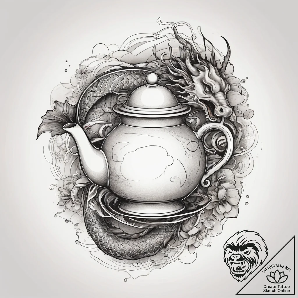 Tattoo sketch a tiny, flying teapot., tattoo... - tattoo sketch (№1753754642_0, 29.07.2025 02:04) — tattoovalue.net