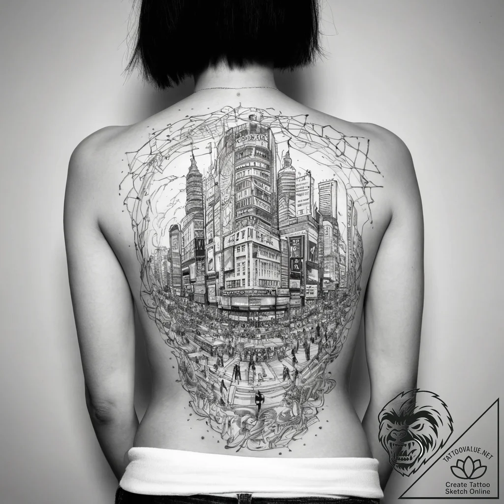 The organized chaos of shibuya crossing in to... - tattoo sketch (№1753755228_0, 29.07.2025 02:13) — tattoovalue.net