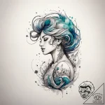 Mermaid, tattoo sketch design, sepia tone ske… – tattoo sketch (№1753756013_0, 29.07.2025 02:26) — tattoovalue.net