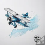 A biplane doing aerobatics against a clear bl… – tattoo sketch (№1753756205_0, 29.07.2025 02:30) — tattoovalue.net