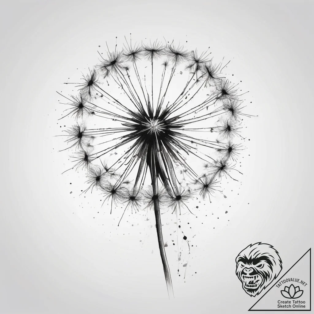 Tattoo design a tiny, ethereal dandelion seed... - tattoo sketch (№1753756987_0, 29.07.2025 02:43) — tattoovalue.net
