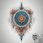 Shield and sword, ink illustration for tattoo… – tattoo sketch (№1753757375_0, 29.07.2025 02:49) — tattoovalue.net