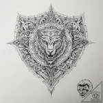 Tattoo design a stylized shield with a specif… – tattoo sketch (№1753758347_0, 29.07.2025 03:05) — tattoovalue.net