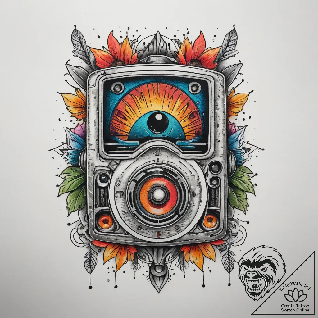 Tape recorder, tattoo flash sheet design, rou... - tattoo sketch (№1753759129_0, 29.07.2025 03:18) — tattoovalue.net