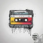 A retro cassette tape unspooling, tattoo sket… – tattoo sketch (№1753760112_0, 29.07.2025 03:35) — tattoovalue.net