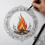 A group of people around a campfire, telling… – tattoo sketch (№1753760699_0, 29.07.2025 03:44) — tattoovalue.net