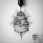 A close-up of the intricate icing on a weddin… – tattoo sketch (№1753760899_0, 29.07.2025 03:48) — tattoovalue.net