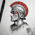 Roman legionary, tattoo sketch design, dotwor… – tattoo sketch (№1753761094_0, 29.07.2025 03:51) — tattoovalue.net