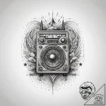 A vintage radio broadcasting sound waves and… – tattoo sketch (№1753761686_0, 29.07.2025 04:01) — tattoovalue.net