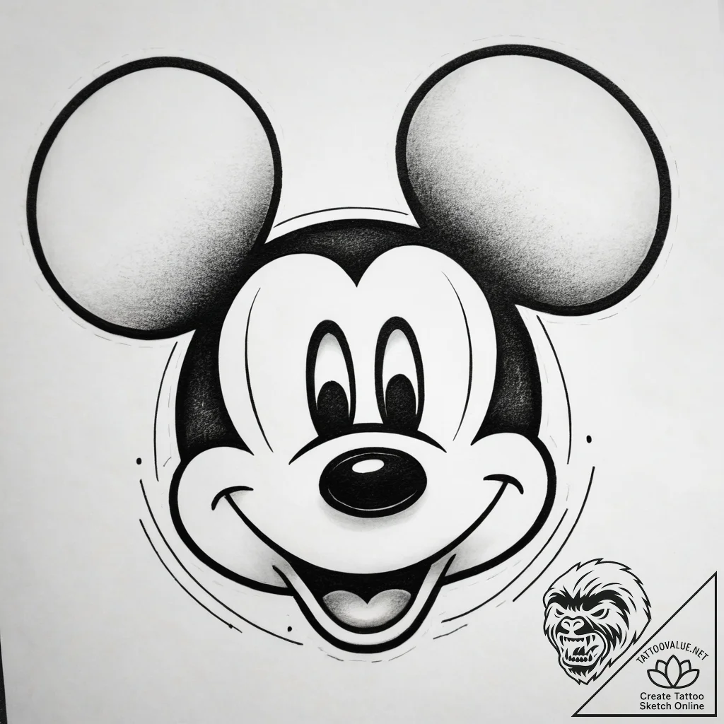 Mickey mouse, tattoo flash sheet design, soft... - tattoo sketch (№1753762077_0, 29.07.2025 04:07) — tattoovalue.net