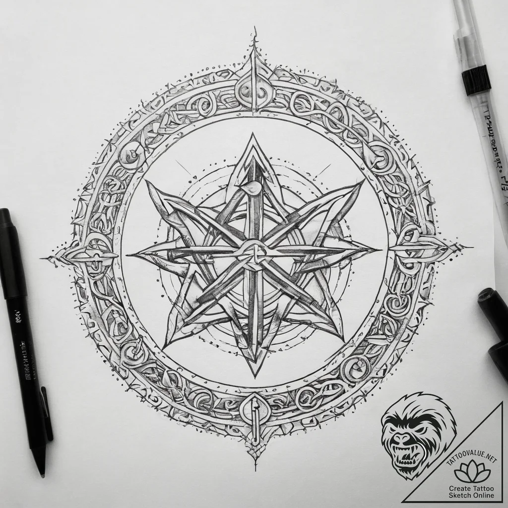 85. tattoo sketch: "krada" rune surrounded by... - tattoo sketch (№1753763836_0, 29.07.2025 04:37) — tattoovalue.net