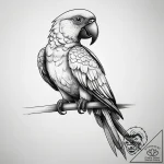 Parrot, concept art for tattoo, black and gre… – tattoo sketch (№1753764224_0, 29.07.2025 04:43) — tattoovalue.net