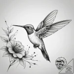A tiny, colorful hummingbird hovering next to… – tattoo sketch (№1753764808_0, 29.07.2025 04:53) — tattoovalue.net