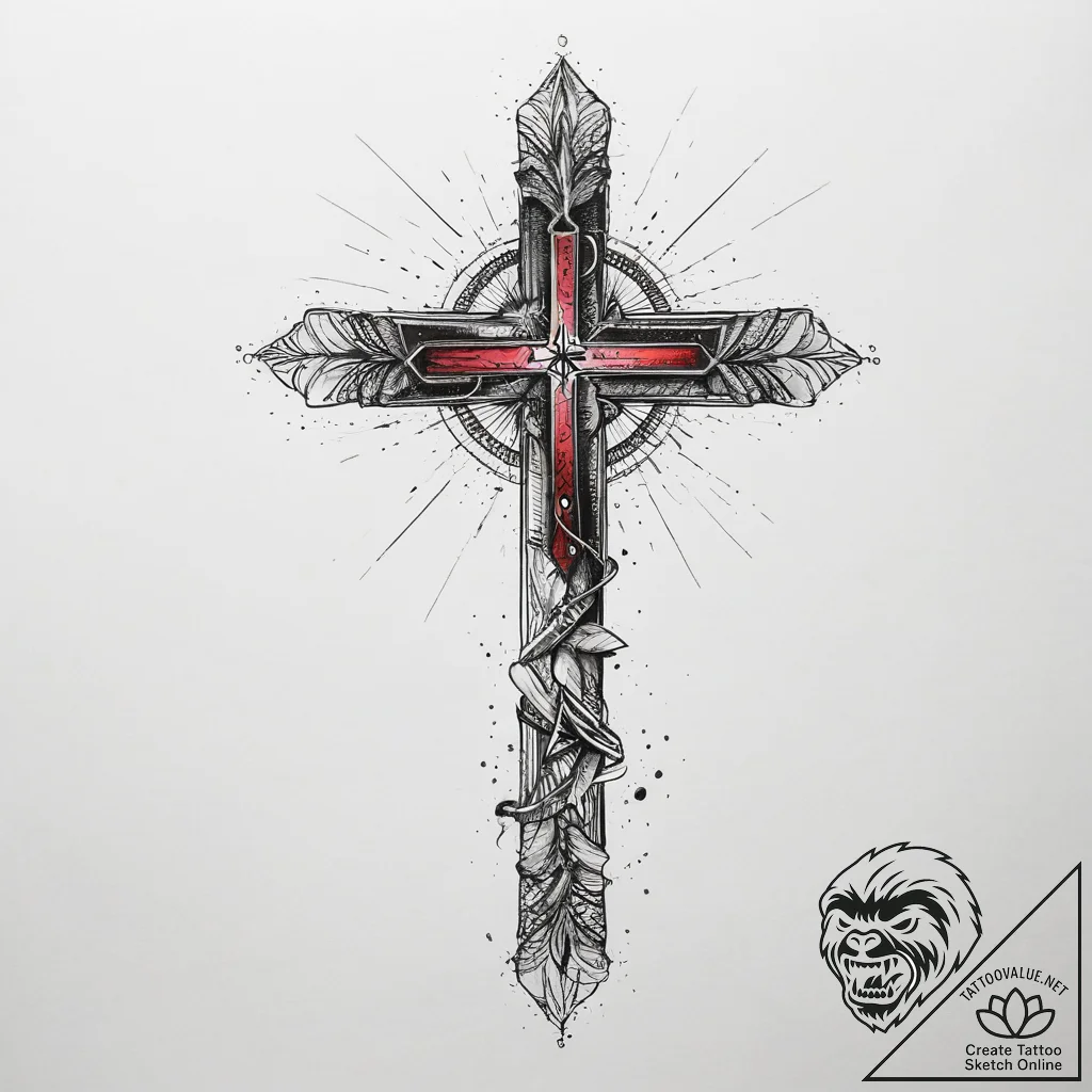 Bracelet, tattoo line art, detailed cross-hat... - tattoo sketch (№1753765198_0, 29.07.2025 04:59) — tattoovalue.net