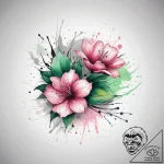 Tattoo sketch: watercolor splashes of pink, g… – tattoo sketch (№1753765978_0, 29.07.2025 05:12) — tattoovalue.net