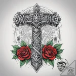 Thor’s hammer, tattoo flash sheet design, chi… – tattoo sketch (№1753767932_0, 29.07.2025 05:45) — tattoovalue.net