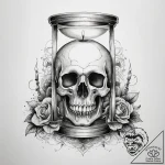 A memento mori still life (skull, hourglass,… – tattoo sketch (№1753768128_0, 29.07.2025 05:48) — tattoovalue.net