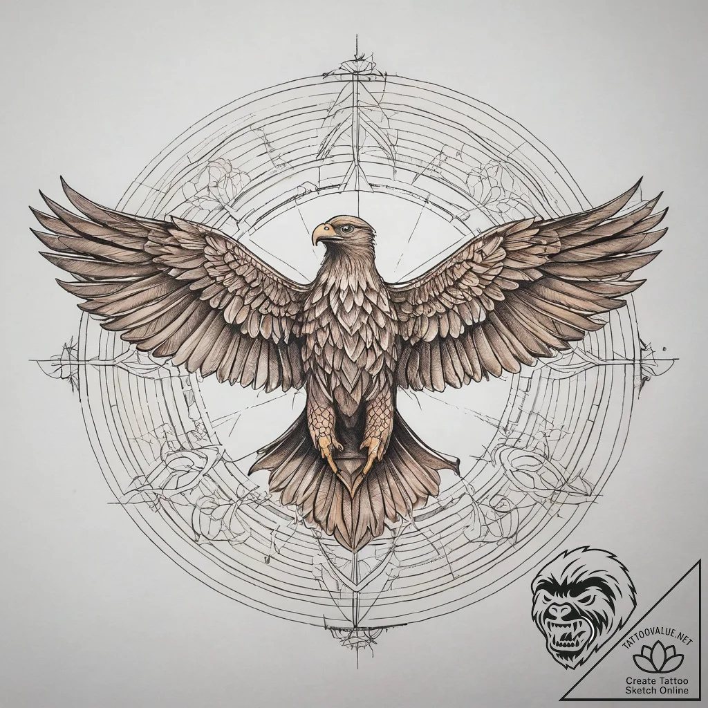 Golden eagle, concept art for tattoo, muted c... - tattoo sketch (№1753770679_0, 29.07.2025 06:31) — tattoovalue.net