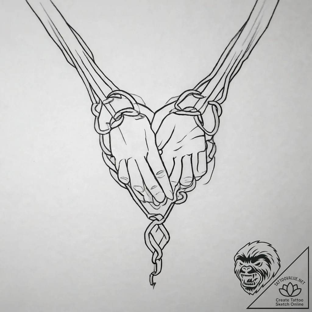 Tattoo sketch two halves of a connected chain... - tattoo sketch (№1753770874_0, 29.07.2025 06:34) — tattoovalue.net