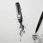 Fountain pen with an ink spill, concept art f… – tattoo sketch (№1753772243_0, 29.07.2025 06:57) — tattoovalue.net