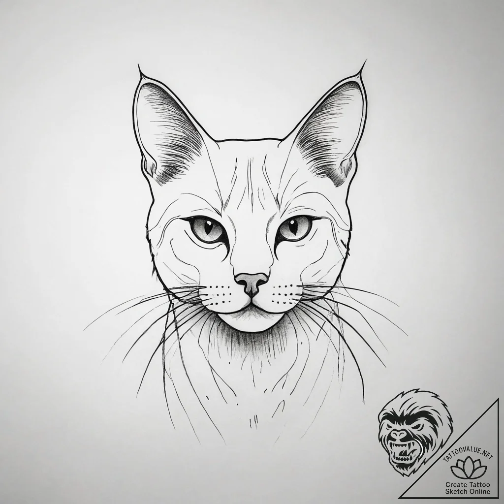 Cat - tattoo sketch (№1753773416_0, 29.07.2025 07:16) — tattoovalue.net