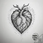 Tattoo design a heart with a subtle fingerpri… – tattoo sketch (№1753773607_0, 29.07.2025 07:20) — tattoovalue.net