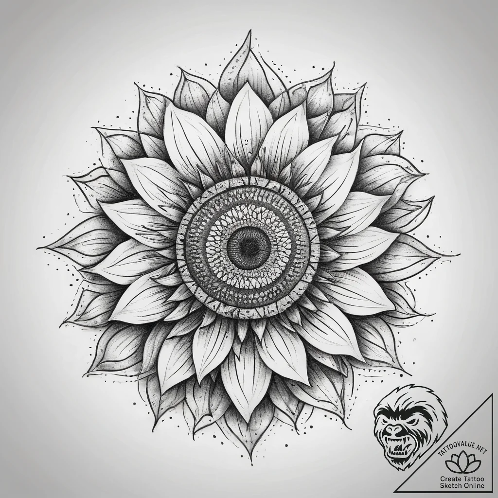Tattoo design: a stylized sun symbol (like th... - tattoo sketch (№1753773804_0, 29.07.2025 07:23) — tattoovalue.net