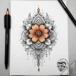 Tattoo design a minimalist floral design on t… – tattoo sketch (№1753774581_0, 29.07.2025 07:36) — tattoovalue.net