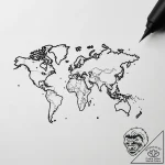 World map – tattoo sketch (№1753774970_0, 29.07.2025 07:42) — tattoovalue.net