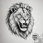 Tattoo sketch a lion roaring after a successf… – tattoo sketch (№1753775165_0, 29.07.2025 07:46) — tattoovalue.net