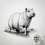 A capybara chilling in a hot spring, artistic… – tattoo sketch (№1753775558_0, 29.07.2025 07:52) — tattoovalue.net