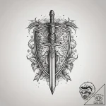 Tattoo design a pixelated sword and shield cr… – tattoo sketch (№1753775948_0, 29.07.2025 07:59) — tattoovalue.net