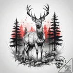 A small herd of deer grazing in a forest clea… – tattoo sketch (№1753776142_0, 29.07.2025 08:02) — tattoovalue.net